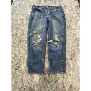 Hollister Sz 7R Low Rise Boyfriend Cropped Distressed Jeans W28 L25
